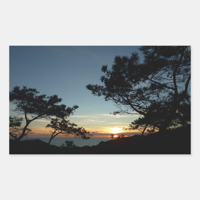 Torrey Pine Sunset III California Landschaft Rechteckiger Aufkleber (Vorderseite)