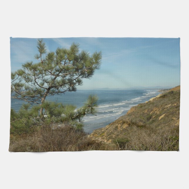 Torrey Pine und California Coastline Landschaft Geschirrtuch (Horizontal)