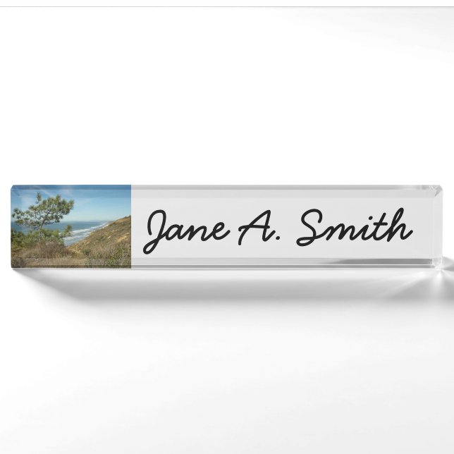 Torrey Pine und California Coastline Landschaft Namensplakette (Vorderseite)