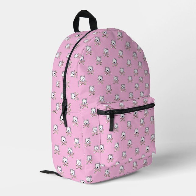 Torrid Westie Crossbones Pink KiniArt Bedruckter Rucksack (Rückseitige Ecke links)