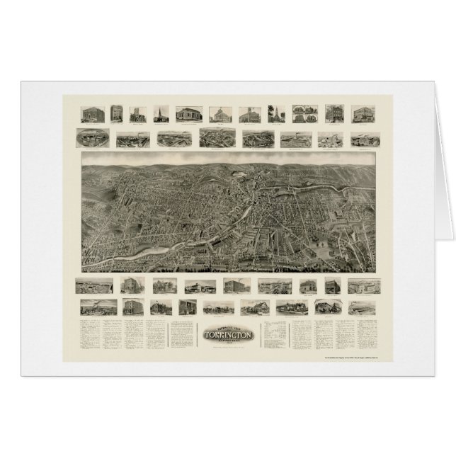 Torrington, panoramische Karte CT - 1909 (Vorderseite (Horizontal))