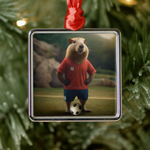 "Torschlagende Capybara: Der ultimative Fußballsta Ornament Aus Metall