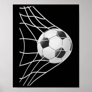 Torschuss Fußball im Netz, cooler Fußballspieler Poster