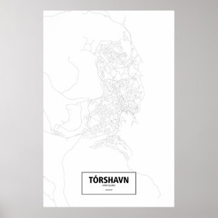 Tórshavn, Färöer (schwarz auf weiß) Poster