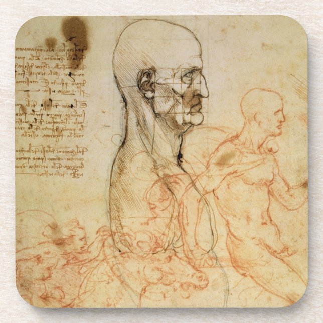 Torso eines Mannes im Profil, der Kopf quadriert Untersetzer (Vorderseite)