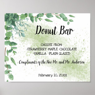 Torte-Bar Süßigkeiten-Tisch Hochzeit Eucalytpus-Sc Poster