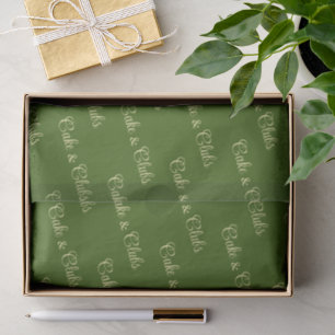 'Torte & Clubs' Tiefes Grasgrün & Buttercreme Seidenpapier