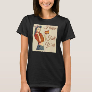 Torte Kürbisgewürz Frau Vintage Glücklicher Herbst T-Shirt