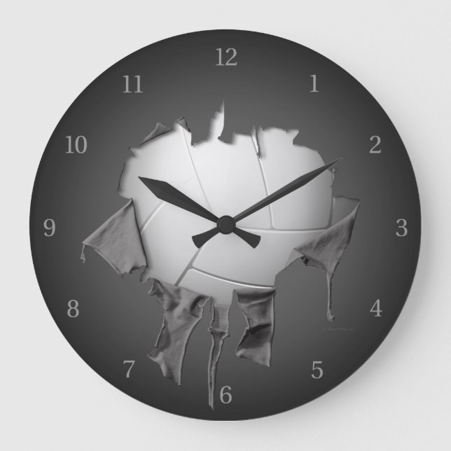 Torte Volleyball Dunkle Wand-Uhr Große Wanduhr (Vorderseite)