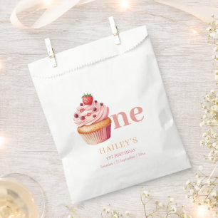Torten-Einladung zum Geburtstag, Mädchen 1. Geburt Geschenktütchen