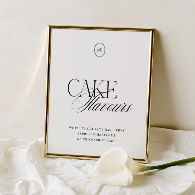 Tortenaromen Moderne Elegante Monogramm-Hochzeitst (Cake Flavours Modern Elegant Monogram Wedding Sign)