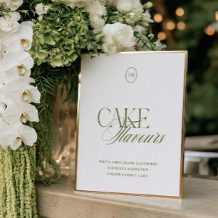 Tortenaromen Moderne Oliven Grün Hochzeitsschild