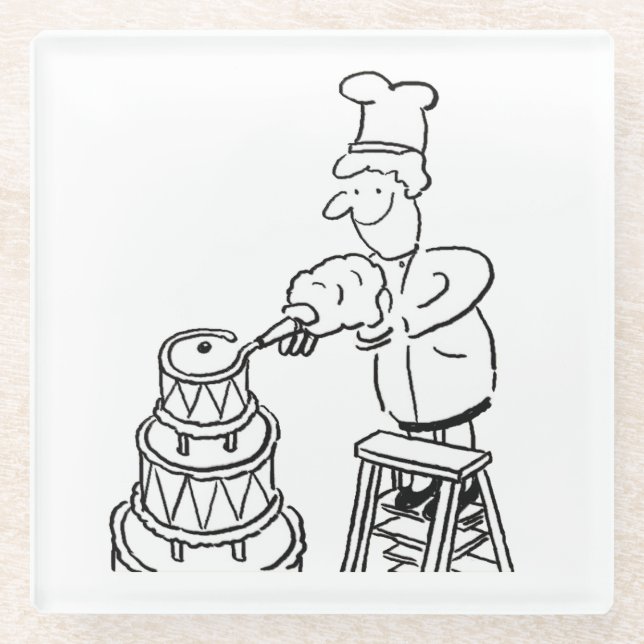 Tortenmacher dekorieren Riesenkuchen Glasuntersetzer (Vorderseite)