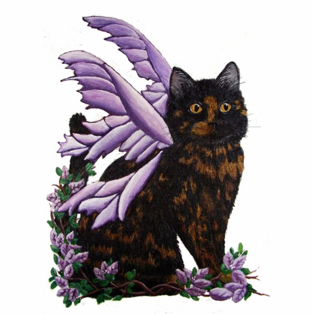 Tortie Fairy Cat Freistehende Fotoskulptur (Vorne)