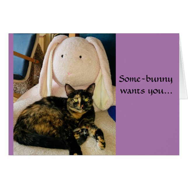 Tortie Katze Ostern-Karte (Vorderseite (Horizontal))