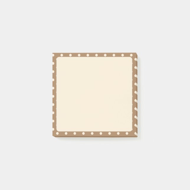 Tortilla Brown und beige Polka-Punkte Post-it Klebezettel (Vorderseite)