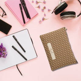 Tortilla Brown und beige Polka-Punkte Zubehörtasche