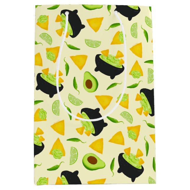 Tortilla Chips und Guacamole Muster Mittlere Geschenktüte (Vorderseite)