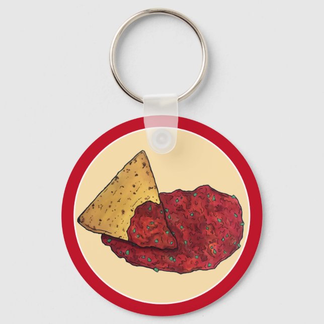 Tortilla Chips und Tomato Salsa Snack Food Feinsch Schlüsselanhänger (Vorderseite)
