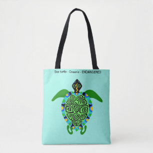 TORTLE de mer verte - Sac fourre-tout bleu Aqua