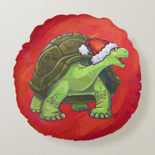 Tortoise Christmas Rundes Kissen
