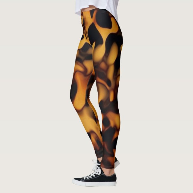 Tortoise Shell Turtle Shell Pattern Amber Brown Leggings (Links)