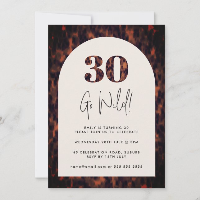 Tortoiseshell Arch Wild 30th Birthday Invitation (Devant)