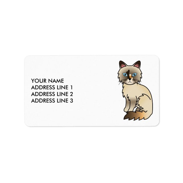 Tortoiseshell Birman / Ragdoll Chat & Custom Text Adressaufkleber (Vorne)