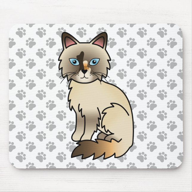 Tortoiseshell Birman / Ragdoll Niedlich Cat & Paws Mousepad (Vorne)