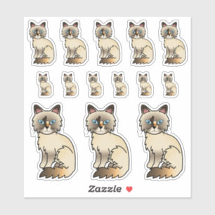Tortoiseshell Birman / Ragdoll Niedlicher Cartoon  Aufkleber