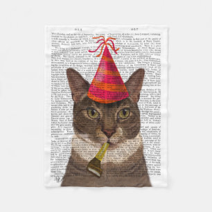 Tortoiseshell Chat mit Party Hat Fleecedecke