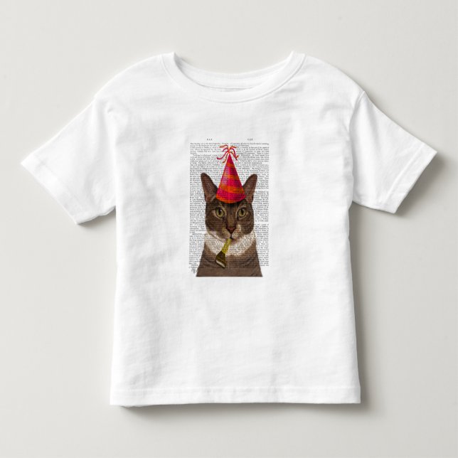 Tortoiseshell Chat mit Party Hat Kleinkind T-shirt (Vorderseite)
