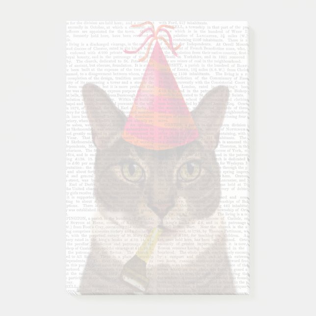 Tortoiseshell Chat mit Party Hat Post-it Klebezettel (Vorderseite)