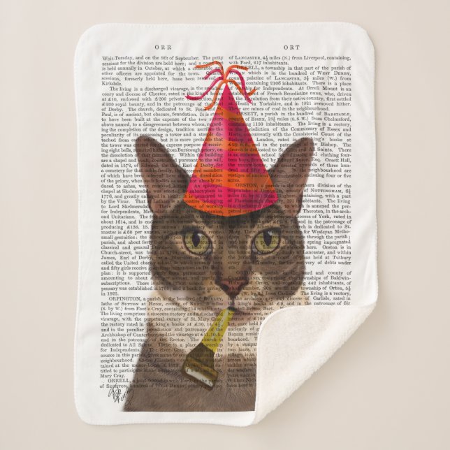 Tortoiseshell Chat mit Party Hat Sherpadecke (Vorderseite)