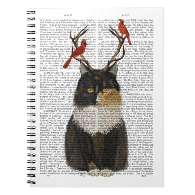 Tortoiseshell Katze mit Antlern und Roten Vögeln Notizblock (Vorderseite)
