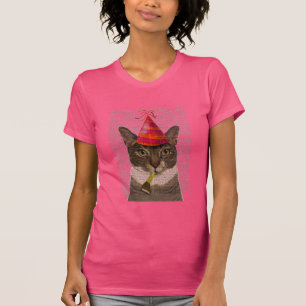 Tortoiseshell Katze mit Party Hat T-Shirt