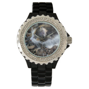 Tortoiseshell Kitten Pounce, Black Sparkle Watch. Armbanduhr