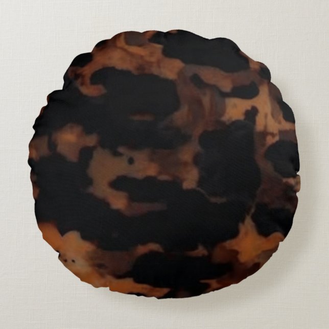 Tortoiseshell Nahtloses Muster, Chic TortoiseShell Rundes Kissen (Vorderseite)