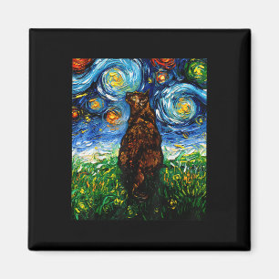 Tortoiseshell Tortie Starry Night Kitty Cat Art vo Magnet