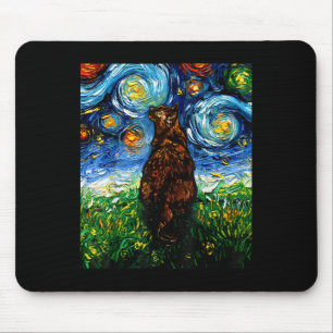 Tortoiseshell Tortie Starry Night Kitty Cat Art vo Mousepad