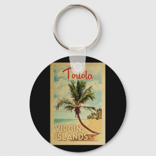 Tortola Palm Tree Vintage Reise Schlüsselanhänger