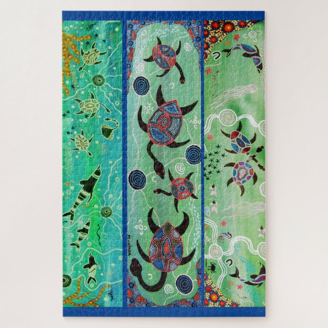 TORTRES & DOLPHINS ABORIGINAL ART PUZZLE (Vertical)