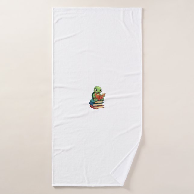 Tortue adorable lisant des livres (3) (Serviette de bain)