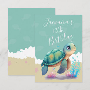Tortue Aquarelle Océan Anniversaire Merci