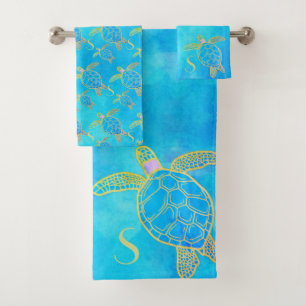 Tortue côtière tropicale Turquoise Aquarelle