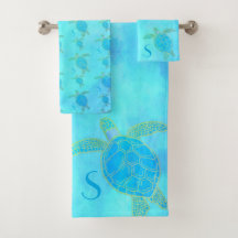 Tortue côtière tropicale Turquoise Aquarelle B
