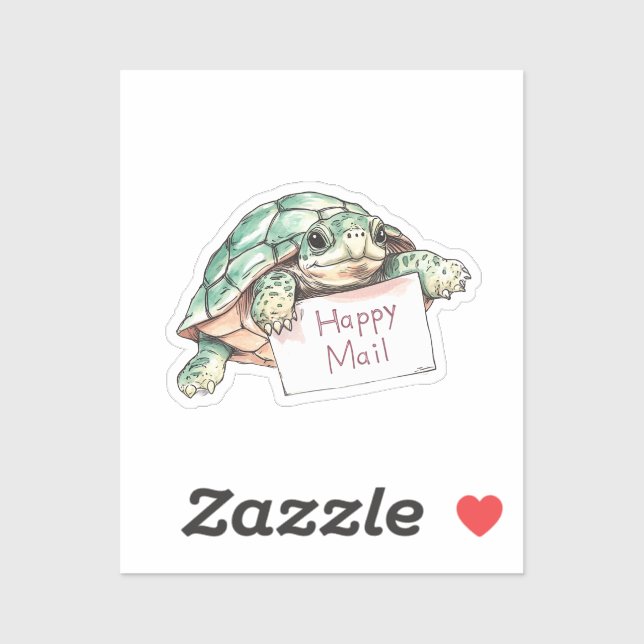 Tortue, Courrier Heureux, Autocollant (Feuille)