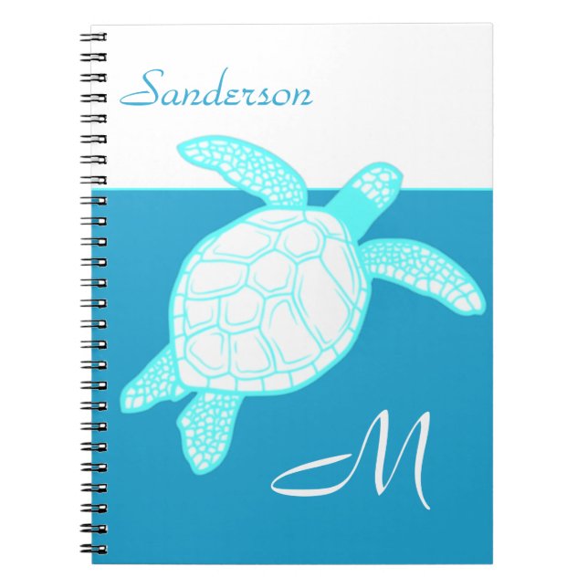 Tortue de mer Bleu Carnet blanc Turquoise (Devant)