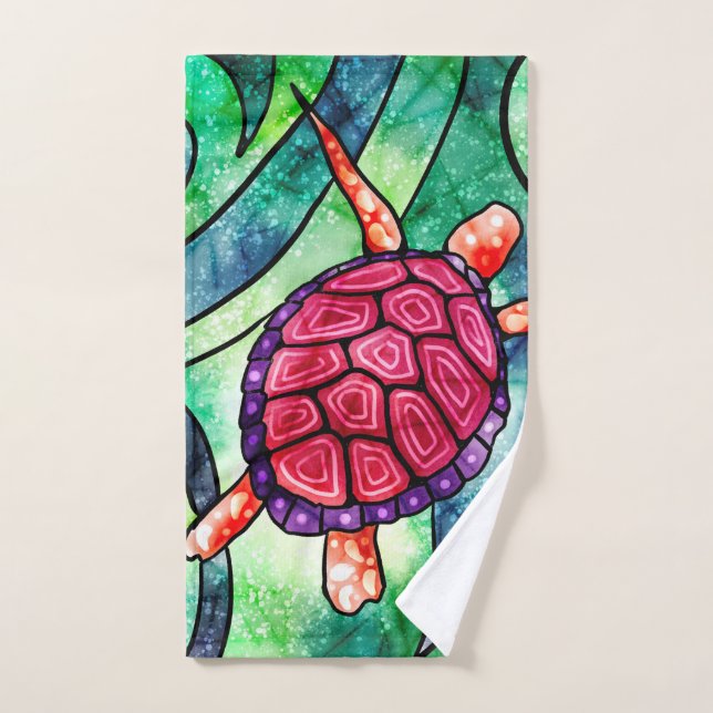 Tortue de mer Colorful Tropical (Serviette à main)