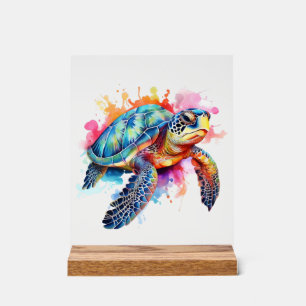 Tortue de mer en aquarelle colorée